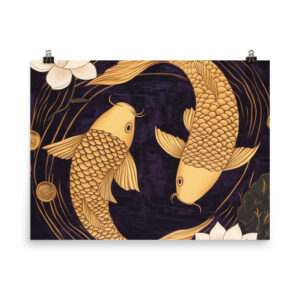 Lucky Koi Fish Golden Fortune Art Poster